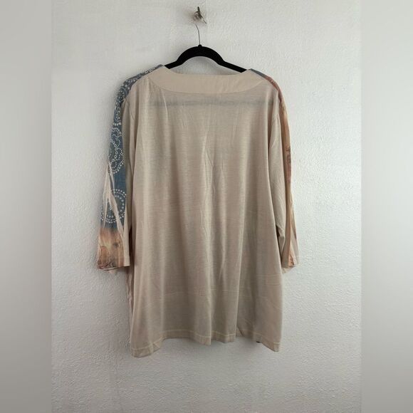 JW Women  3/4 sleeve square neck tie dye dye blouse size 2X - Picture 6 of 7